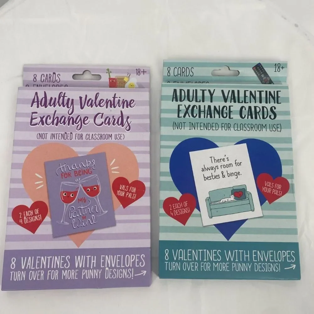 Adulty Valentine Day Exchange Cards Notes NWT 2 boxes 16 cards total (8 per box)